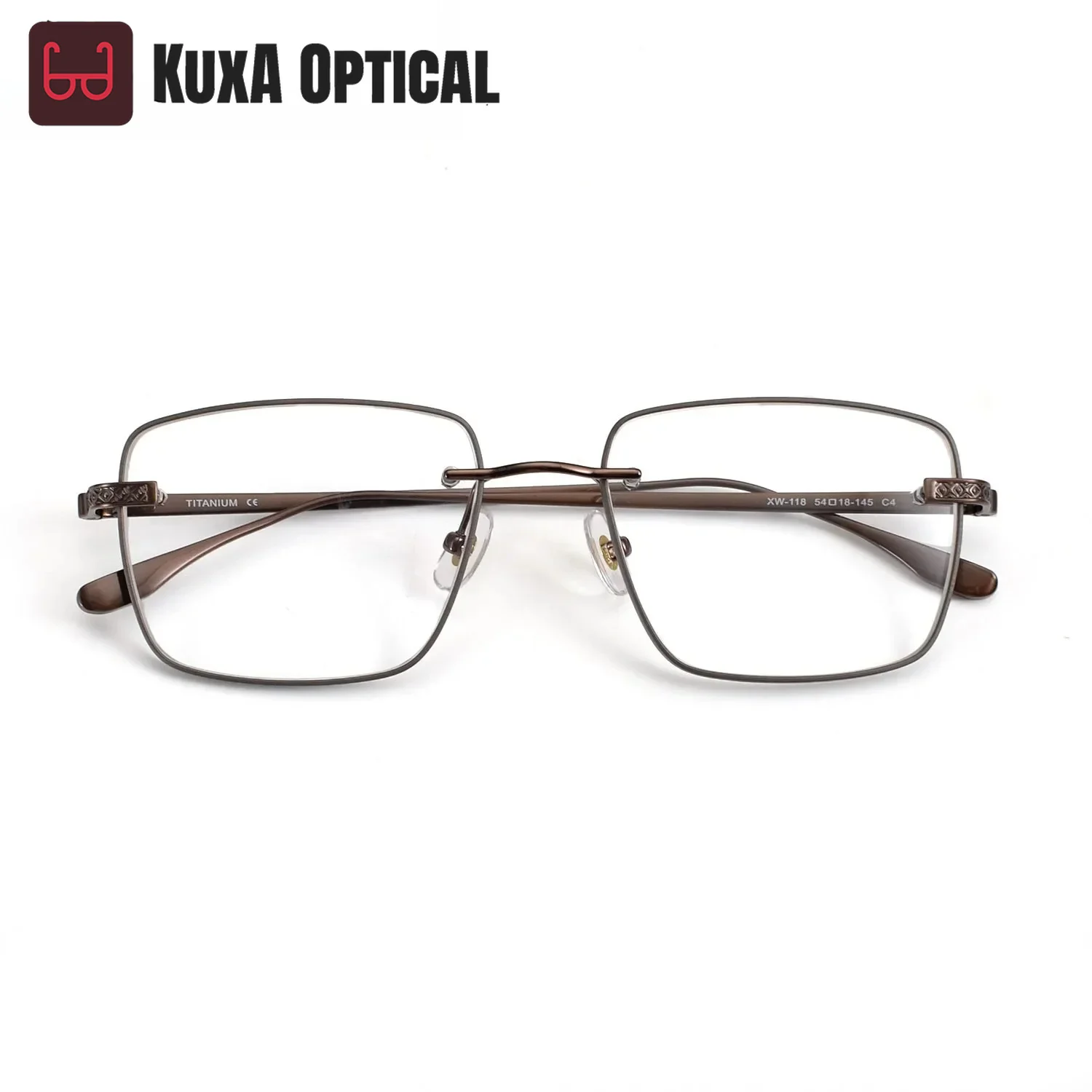 XUKA Pure Titanium Eyeglass Frame for Men Double  Square Optical Prescription Spectacle Frame Color Carving Glasses Frame