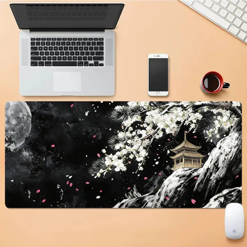 

XAXC Cherry blossoms Mouse pad large Mousepad 400X900 PC Computer Keyboard XXL Desk mat offices interior accessories Japanese