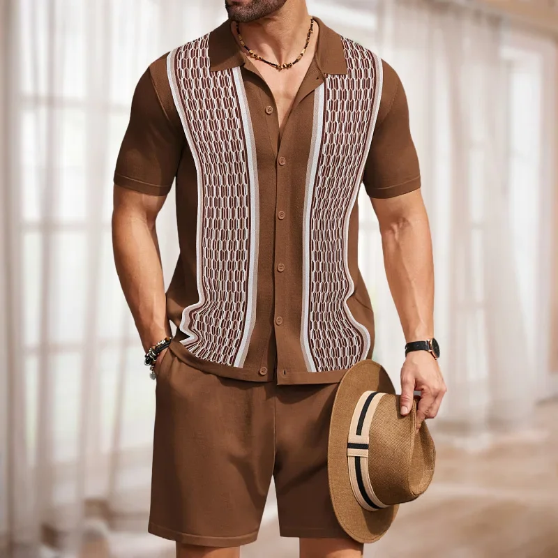 Summer Male Ice Silk Short-sleeved Two-piece Set Business Casual Men's Suit Men's Clothing High Quality Men's Two-piece Set Gym view 4