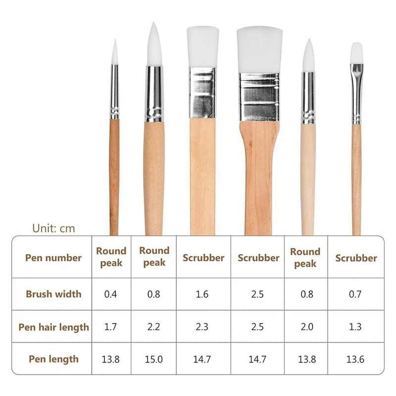 طقم فرش تلوين للفنانين للرسم على الأكريليك ، طقم فرش رسم ، كما هو موضح ، 6 *