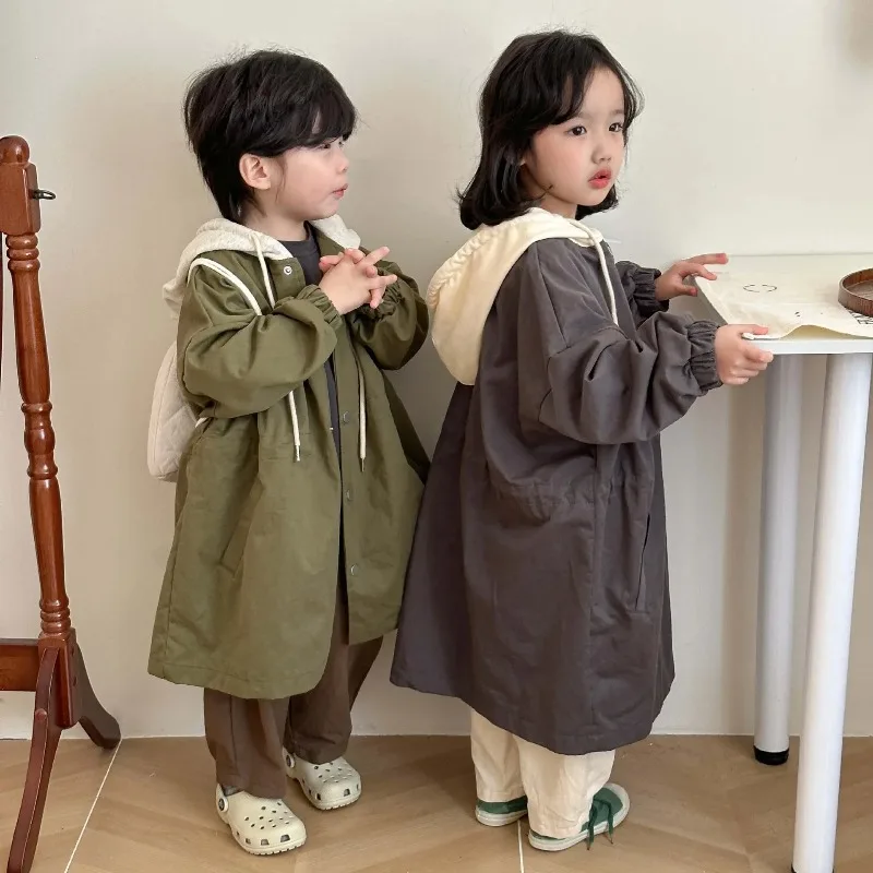 New Baby Boy's Hooded Windbreaker 1-12Year Girl's Coat Children's Coats 2025 Autumn Winter