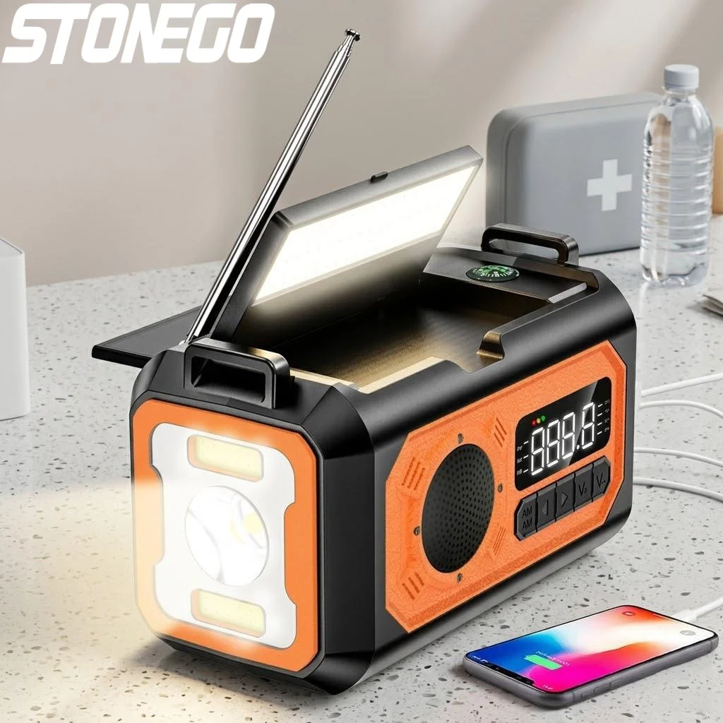 

12000mAh Portable AM FM NOAA Weather Radio Solar Hand Crank Reading Lamp Emergency Camping Gear