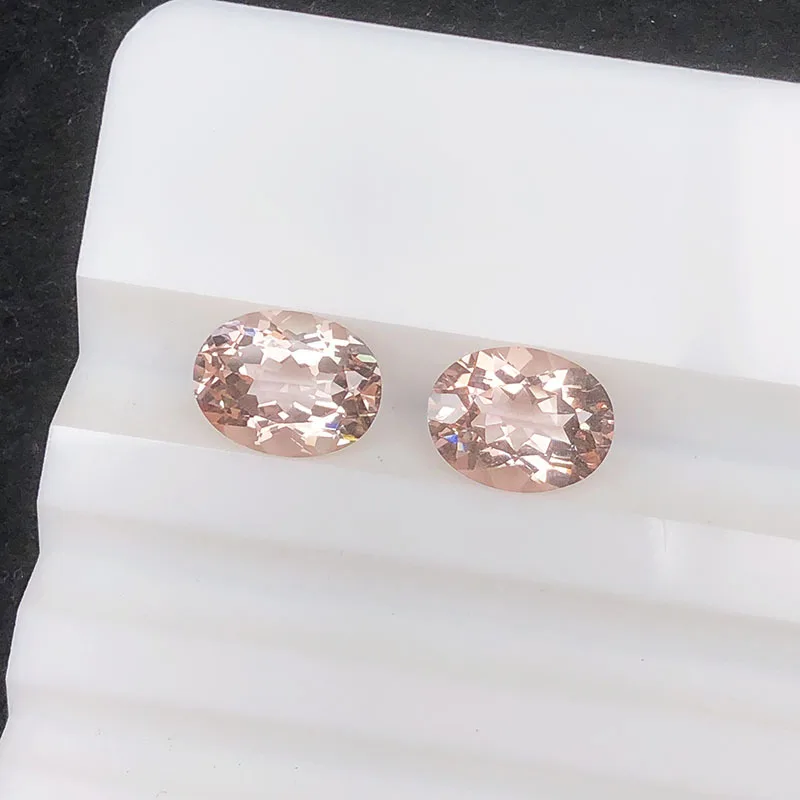 2pcs/lot High Quality Natural Stone Pink Morganite Oval Shape Facet 8x10mm Eye Clear Loose Gemstone For Jewelry Making