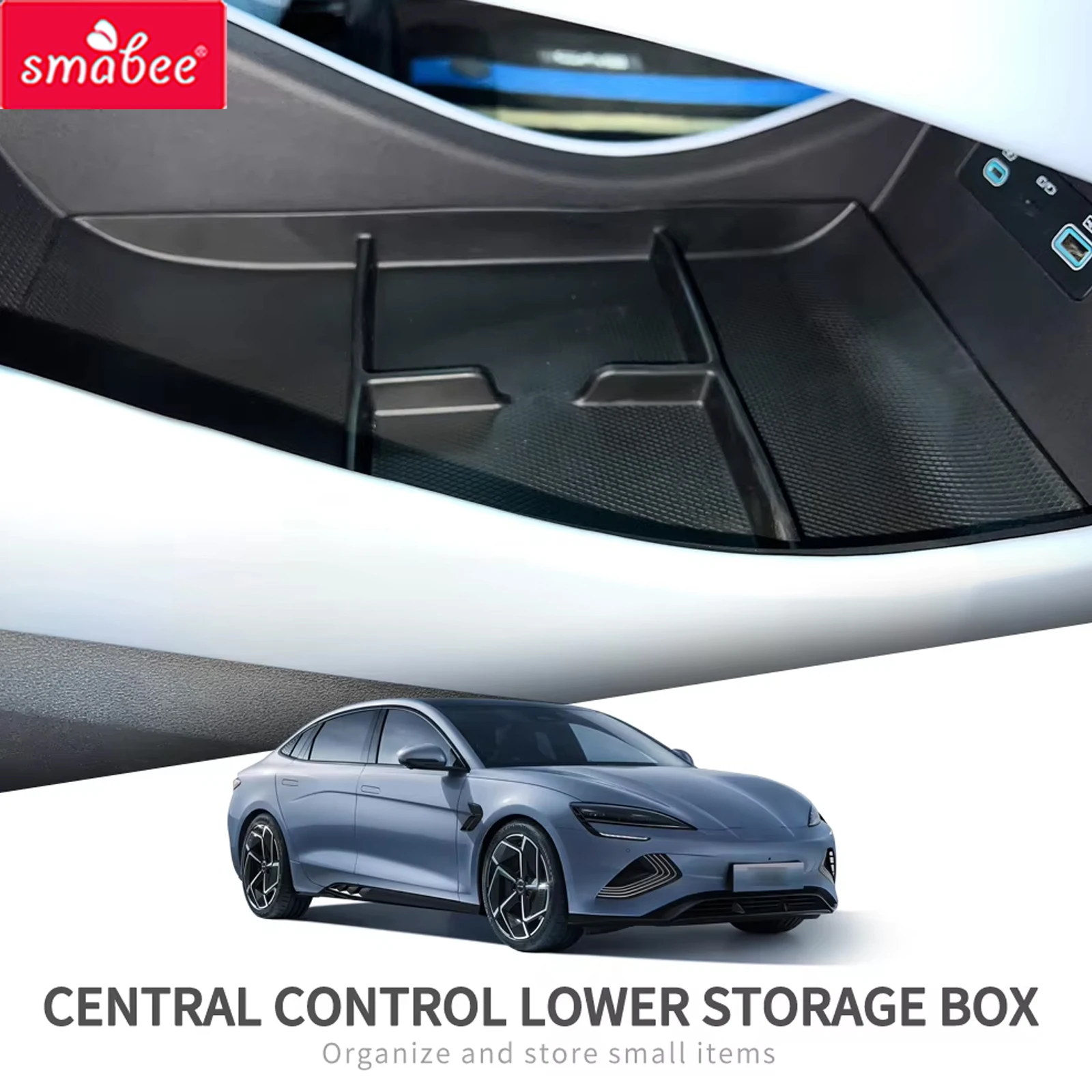 Smabee para BYD Seal EV: Caixa de Armazenamento Inferior do Apoio de Braço Central, Bandeja Organizadora de Console Central em TPE, Acessórios Internos para Carro