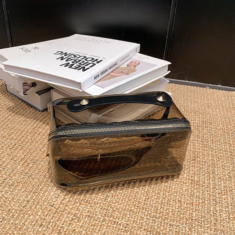 Transparente Tasche Kissen Kosmetik tasche große Kapazität Frauen Reise kosmetik Toilette Lagerung Wasch beutel klar Make-up Reiß verschluss tasche – Detail 1