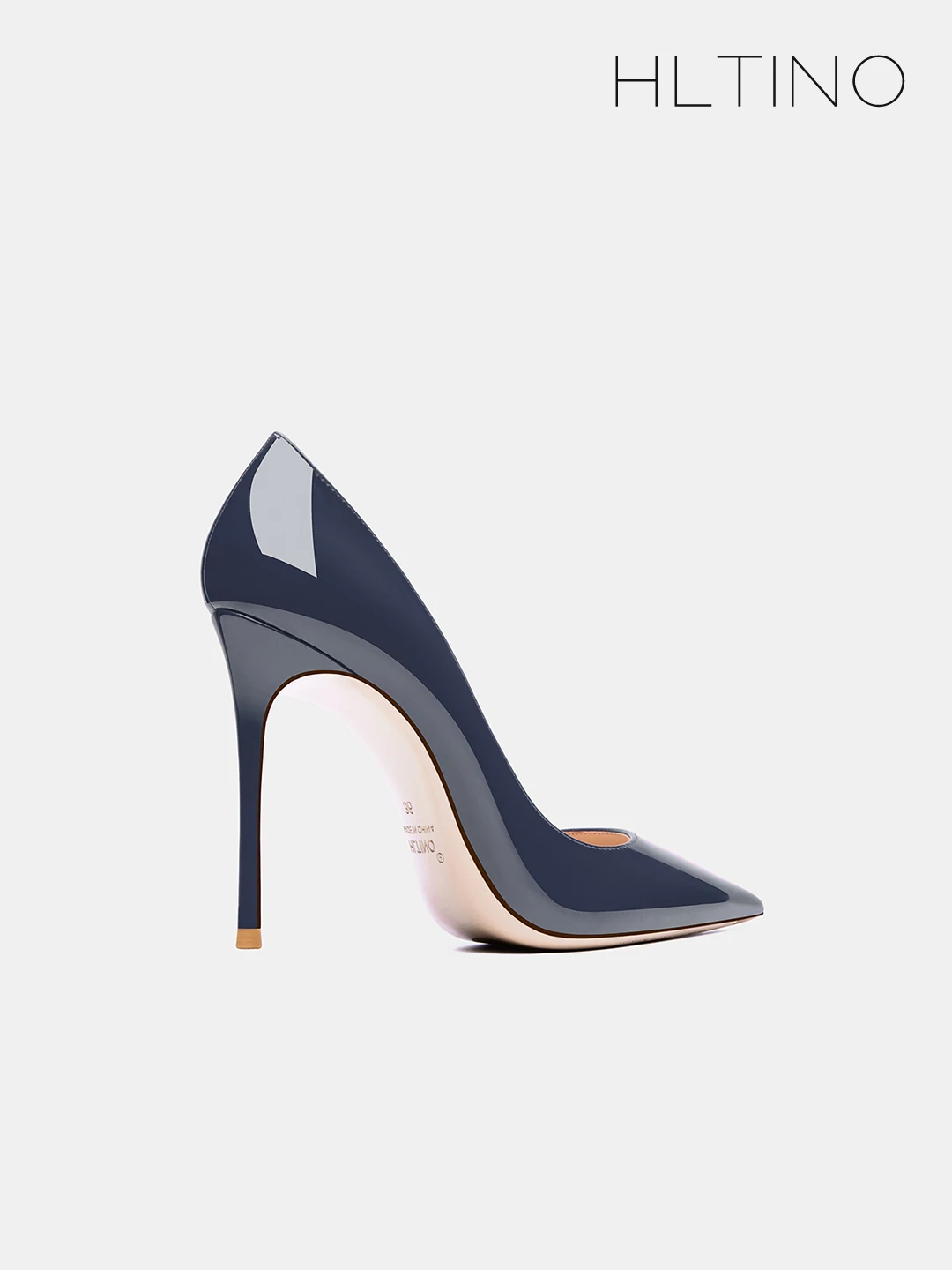 HLTINO Navy Blue Bright Pumps Pointed Toe Women Daily Office Causal Shoes High Heels for Party Dress 4.0Inch/10CM Silver Red