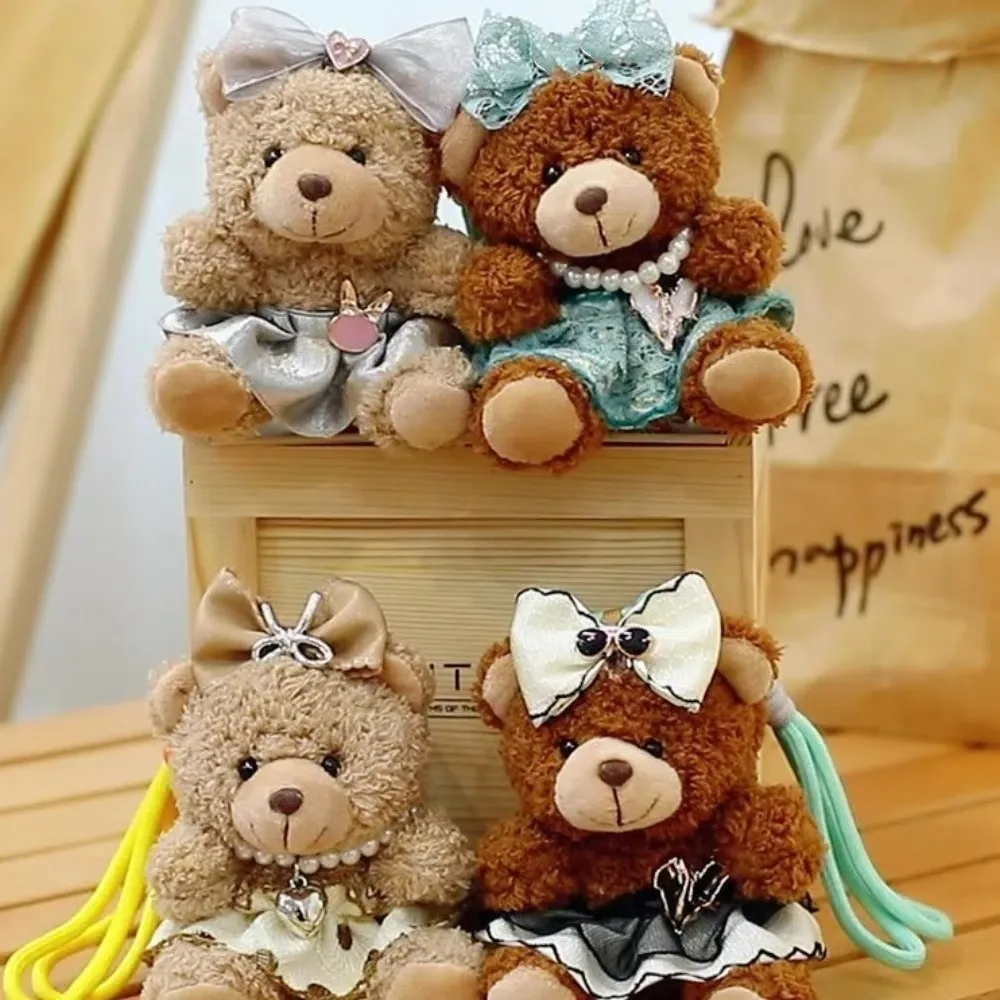 Lovely Cute Bear Keychain Ornaments Heart Stuffed Dolls Bag Hanging Rope Cartoon Car Key Ring Backpack Decor Sea Animal Keychain