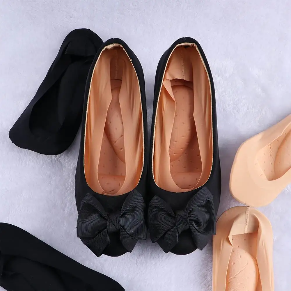 Summer Women with Gel Pads Foot Massage Ice Silk Sock Slippers Arch Support 3D Socks Invisible Socks