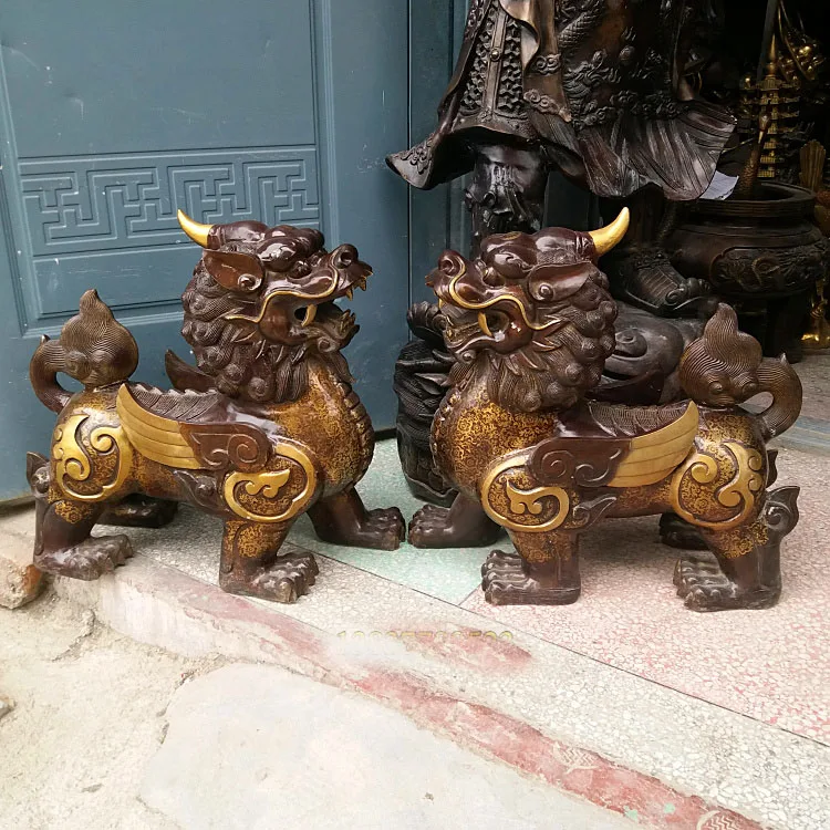 54CM large Huge # HOME house Shop hall lobby  thriving business efficacious mascot talisman Mythical dragon PI XIU brass statue