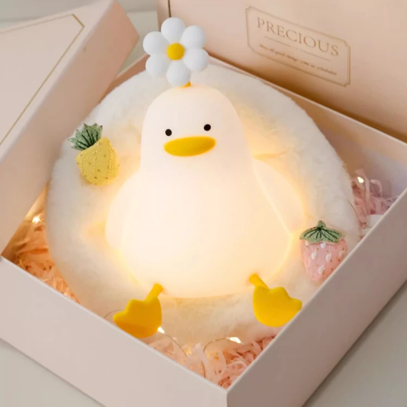 Led Children Night Light Duckling Rechargeable Lamp USB Silicone Squishy Sleeping Bedroom Desktop Decor Lamp Child Holiday Gift