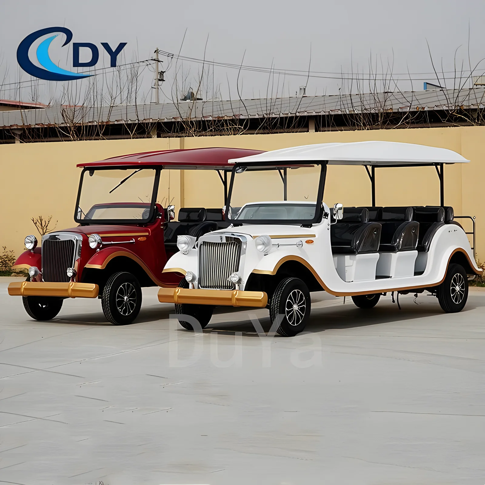 8 Seats Touring Electric Classic Sightseeing Vintage Car Golf Cart Lithium Battery Three Rows of Seats 5+3 Seats