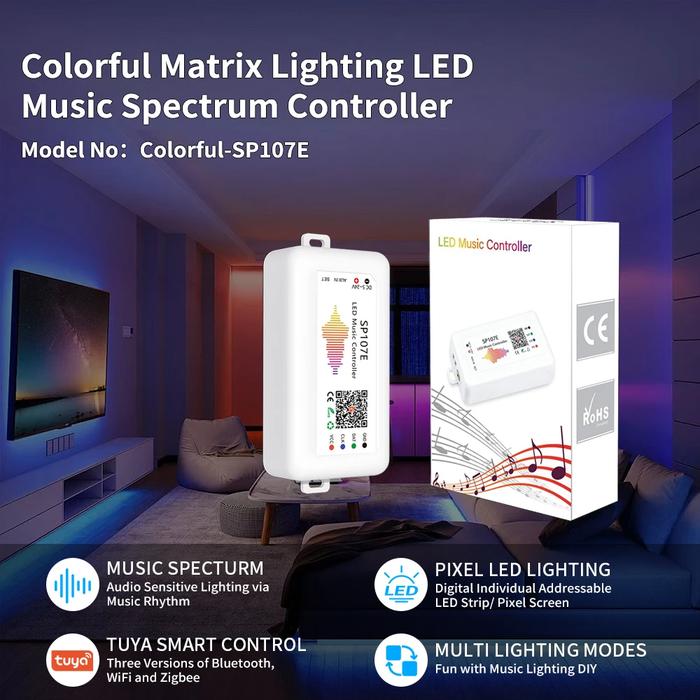 WS2812 2811 Led Pixels Light Strip Controller COB SK6812 SP105E SP107E SP108E SP110E Bluetooth/WIFI/Music Tuya Smart APP 12V 24V