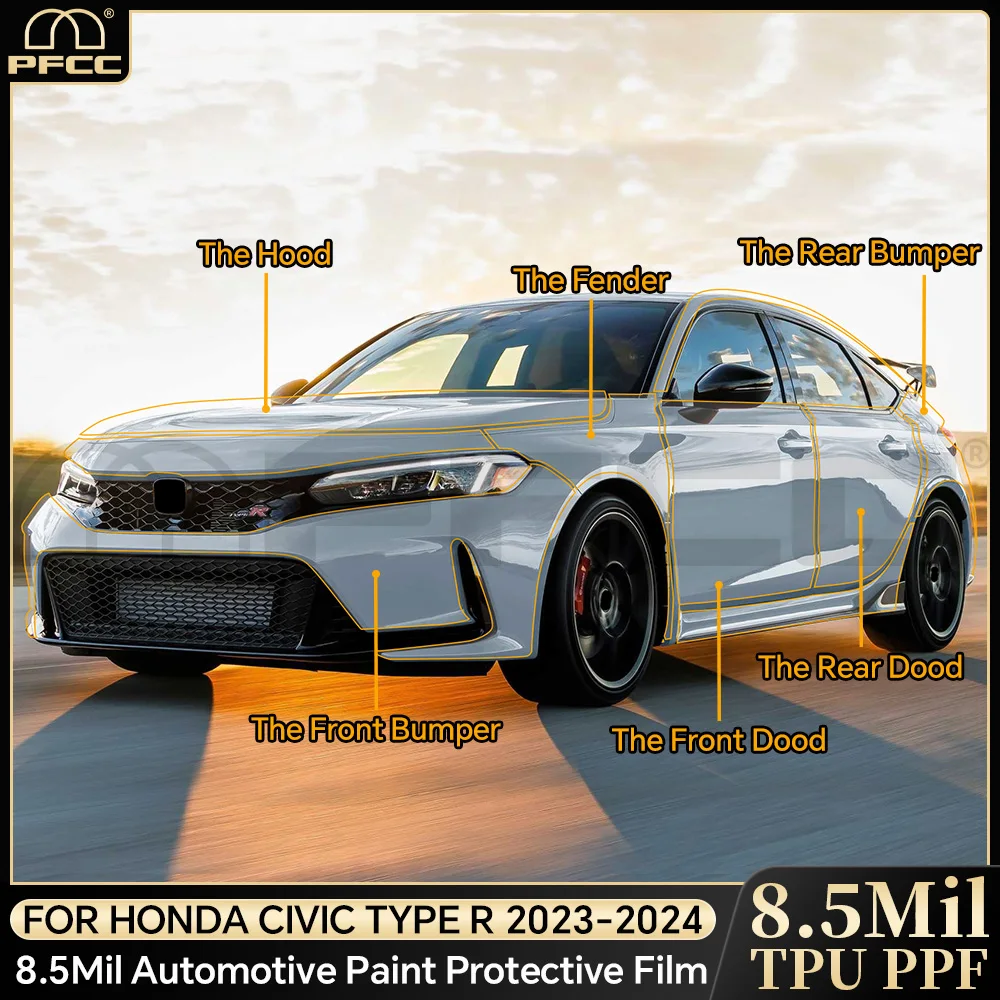 

For Honda Civic Type R 2023 2024 TPU Protective Film Body Sticker Scratch Protective Sticker Transparent PPF Accessories