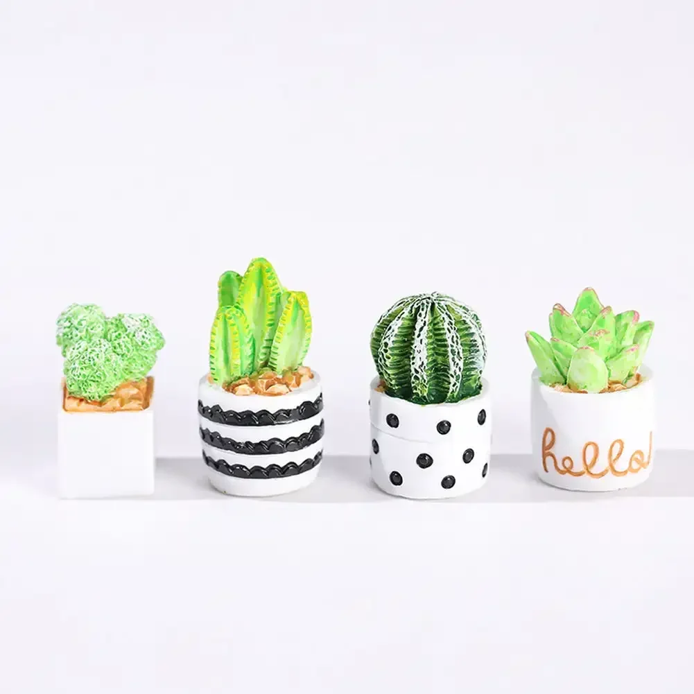 Artificial Resin Cactus Succulents Potted Plant Indoor Home Office Tabletop Decoration Small Potted Micro Landscape Ornament