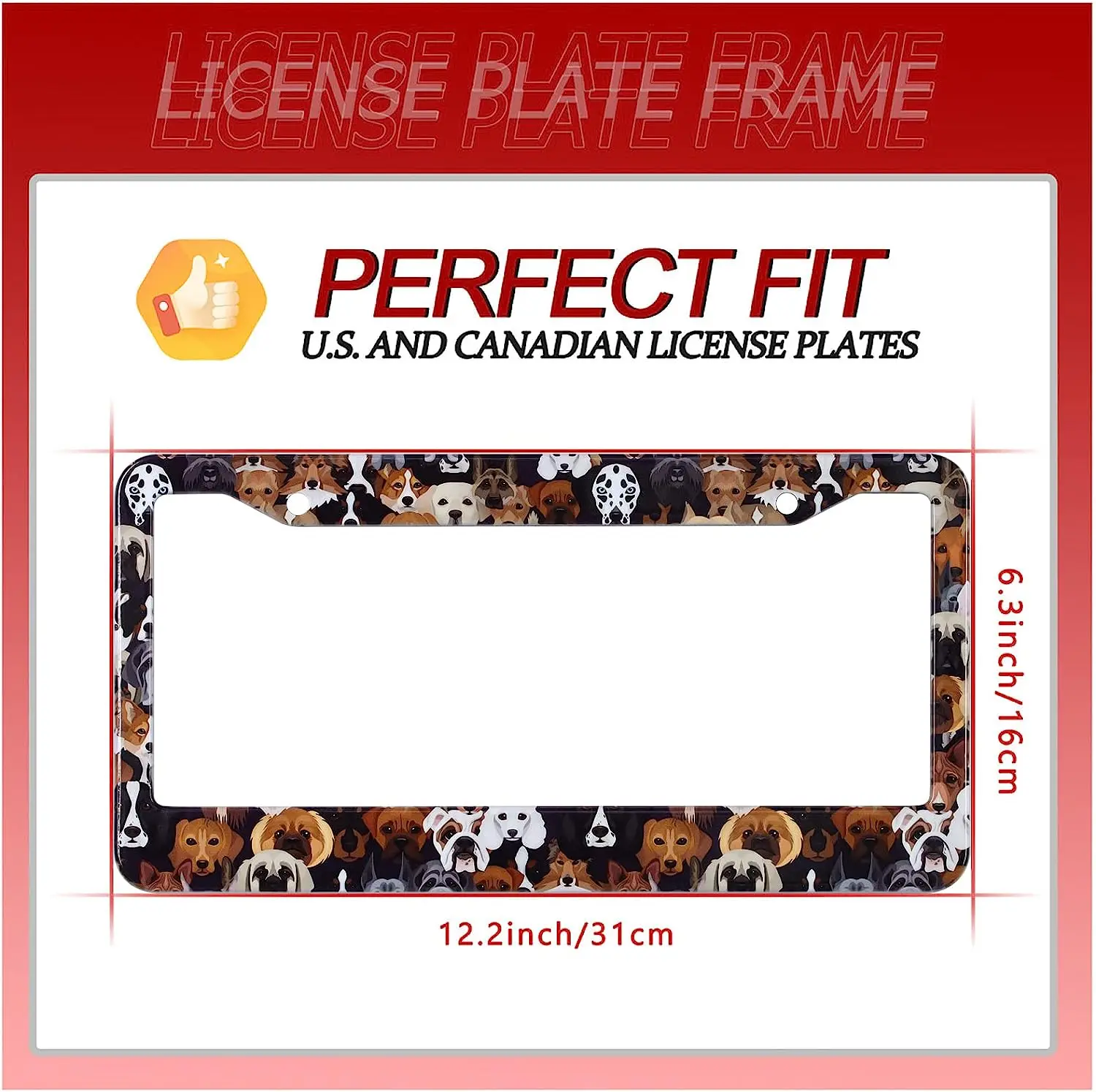 Dog License Plate Frame Cute Dogs Animal License Plate Holder Rust Proof Auto Parts Colorful License Plate Cover Decoration