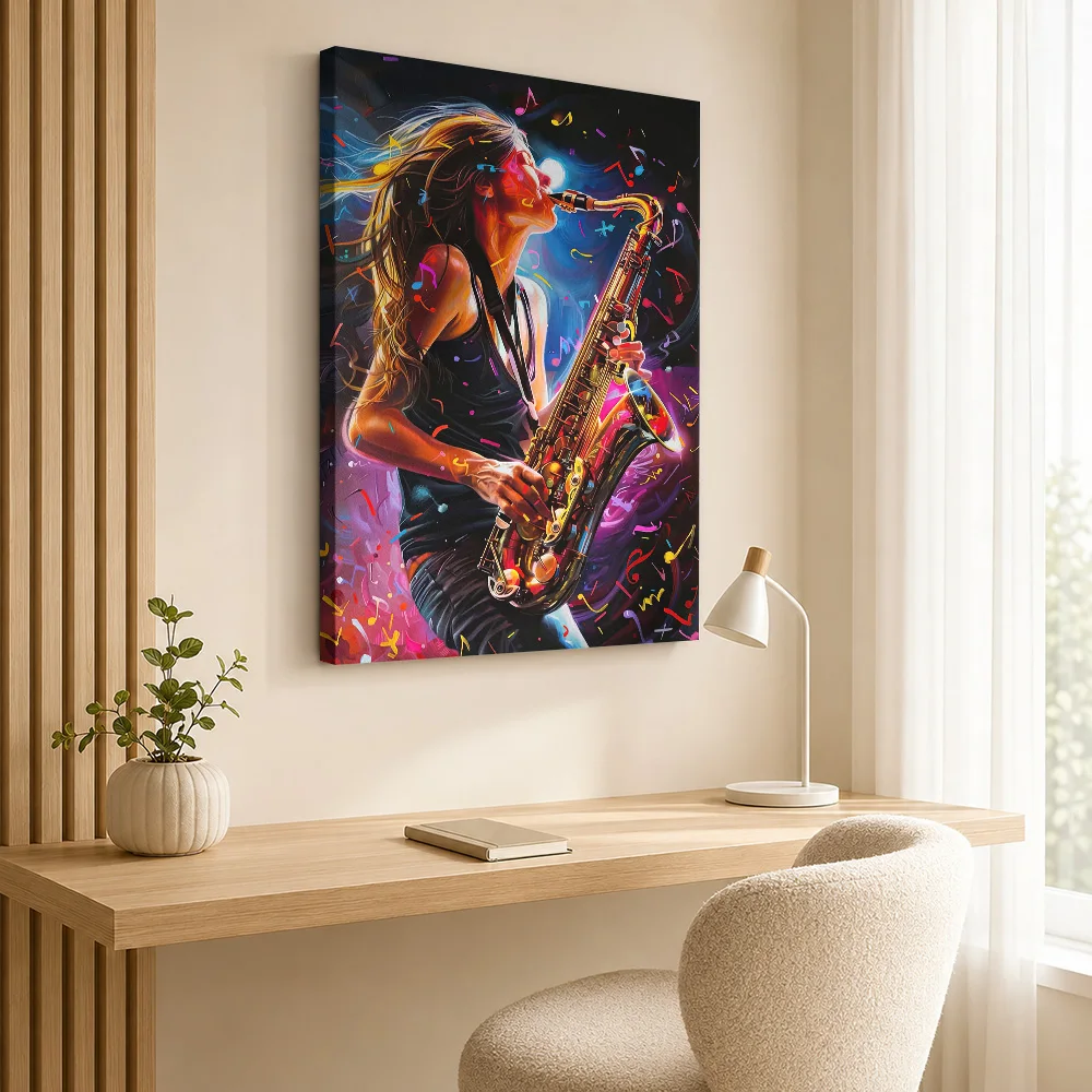 Saxophone Player in Motion Canvas Poster Custom Photo Sports Portrait Wall Paintings Decoration for Office Gift for Collectors