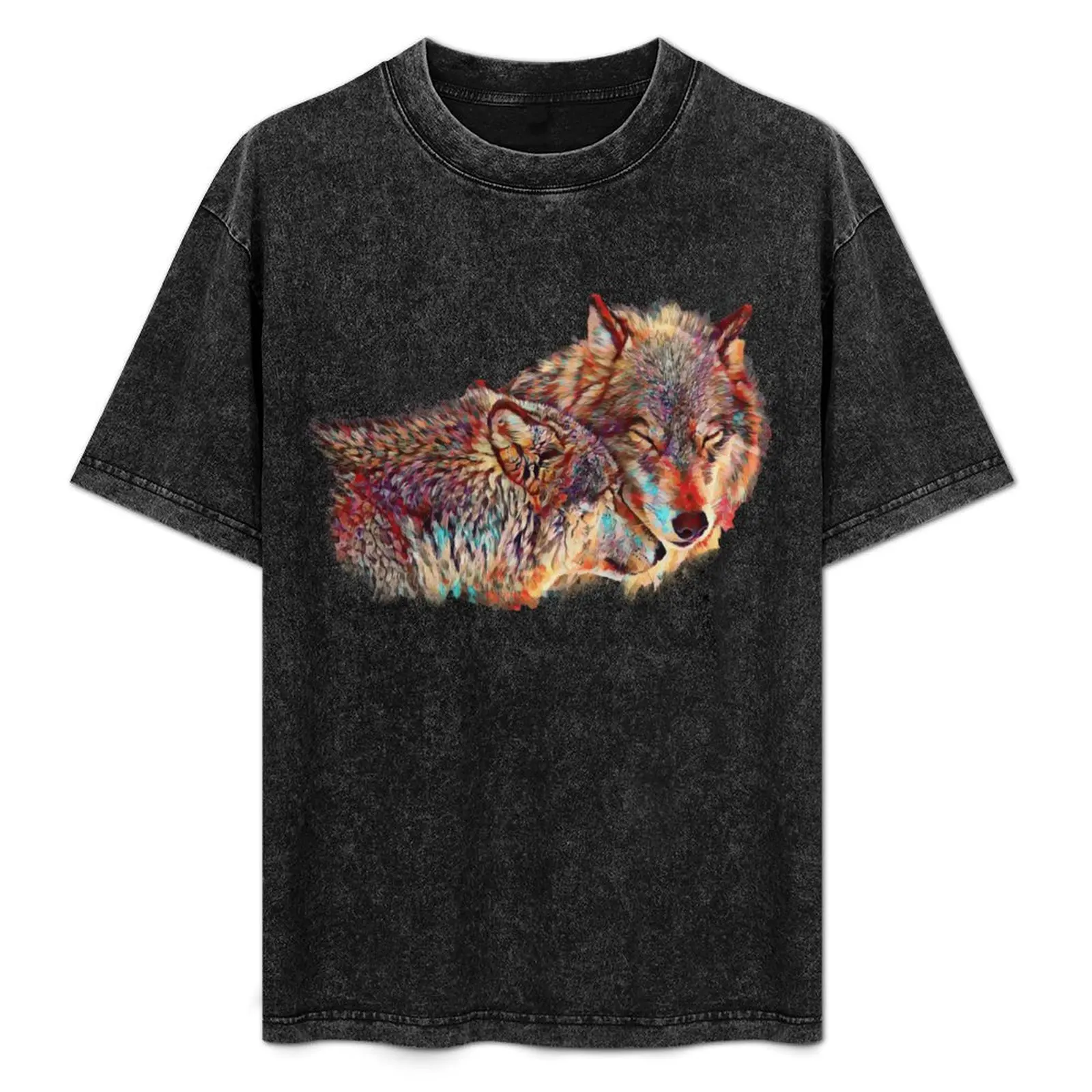 

Two Wolves Showing Affection T-Shirt shirts graphic tees oversized sports fans customizeds black t-shirts for men