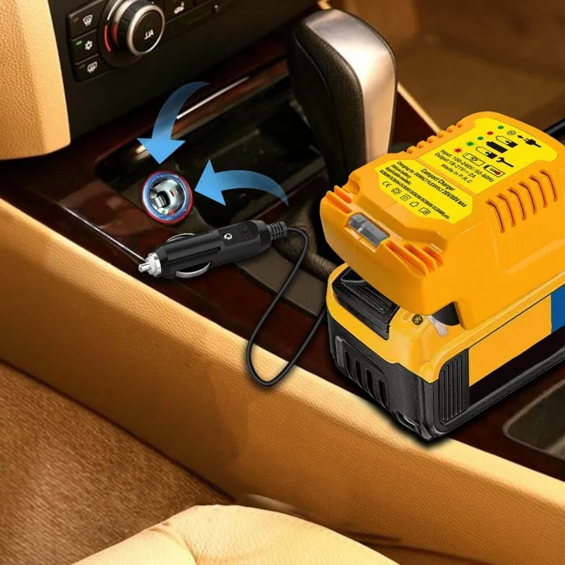 Substituir mini carregador de carro para dewalt 20v bateria portátil rápido carregador de carro para dewalt 20v/60v isqueiro plug 1/2 tamanho