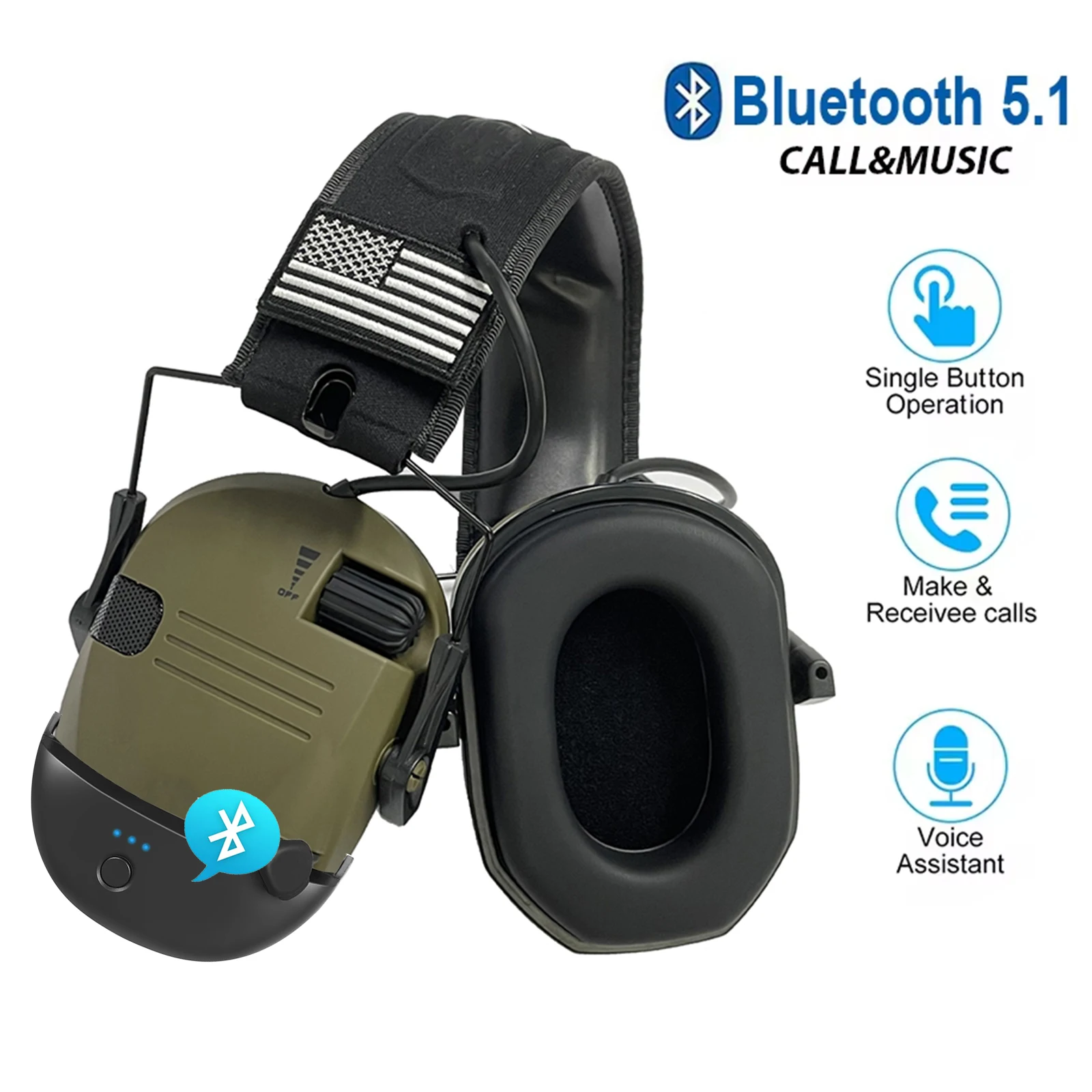 Wireless Tactical Electronic Shooting Earmuff Anti-noise Headphone Sound Amplification Hearing Protection Headset Foldable