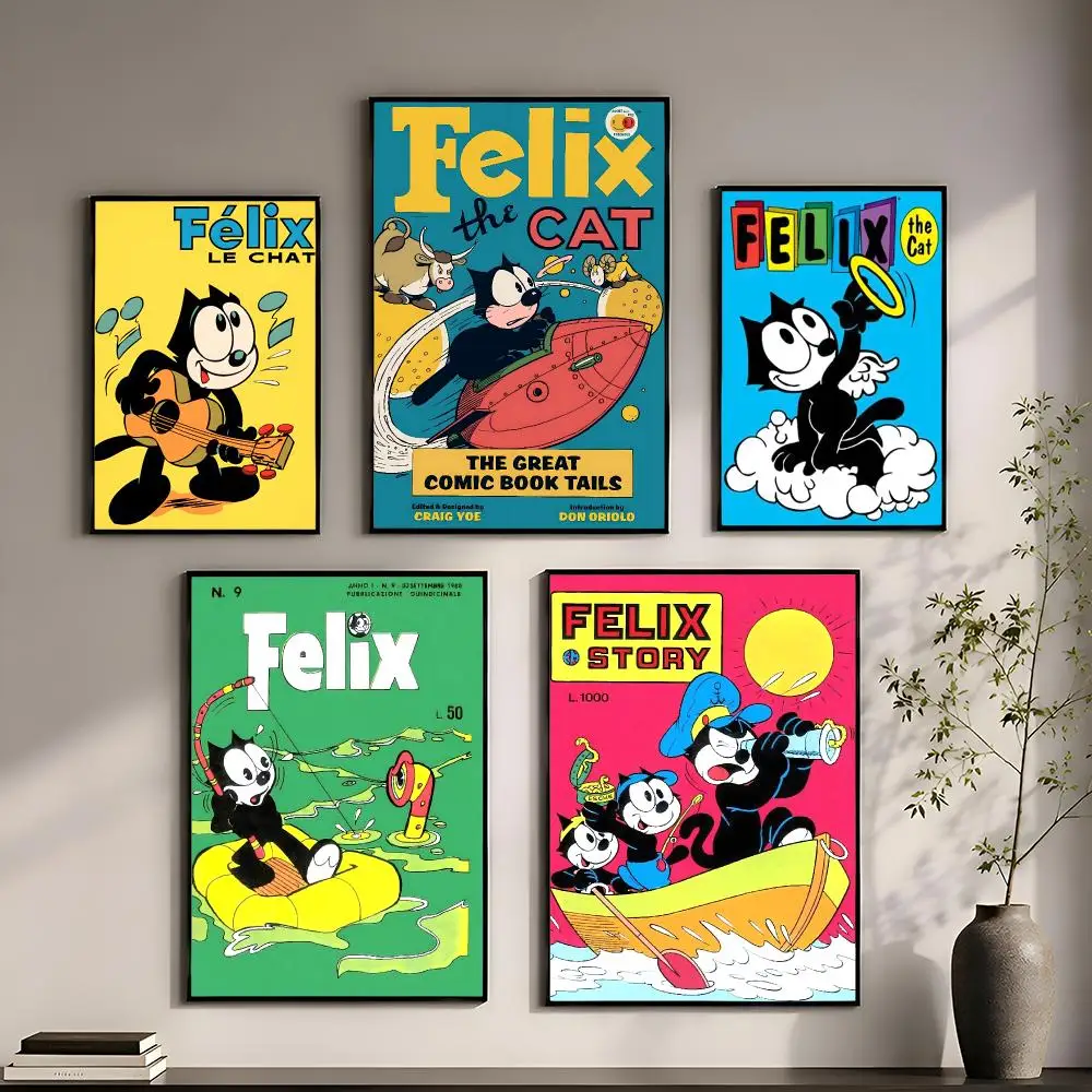 Cartoon Cute F-Felix the C-Cats Poster Perfect Sticker Self Adhesive for Office Home Theater Wall Art Decor Fancy Gift