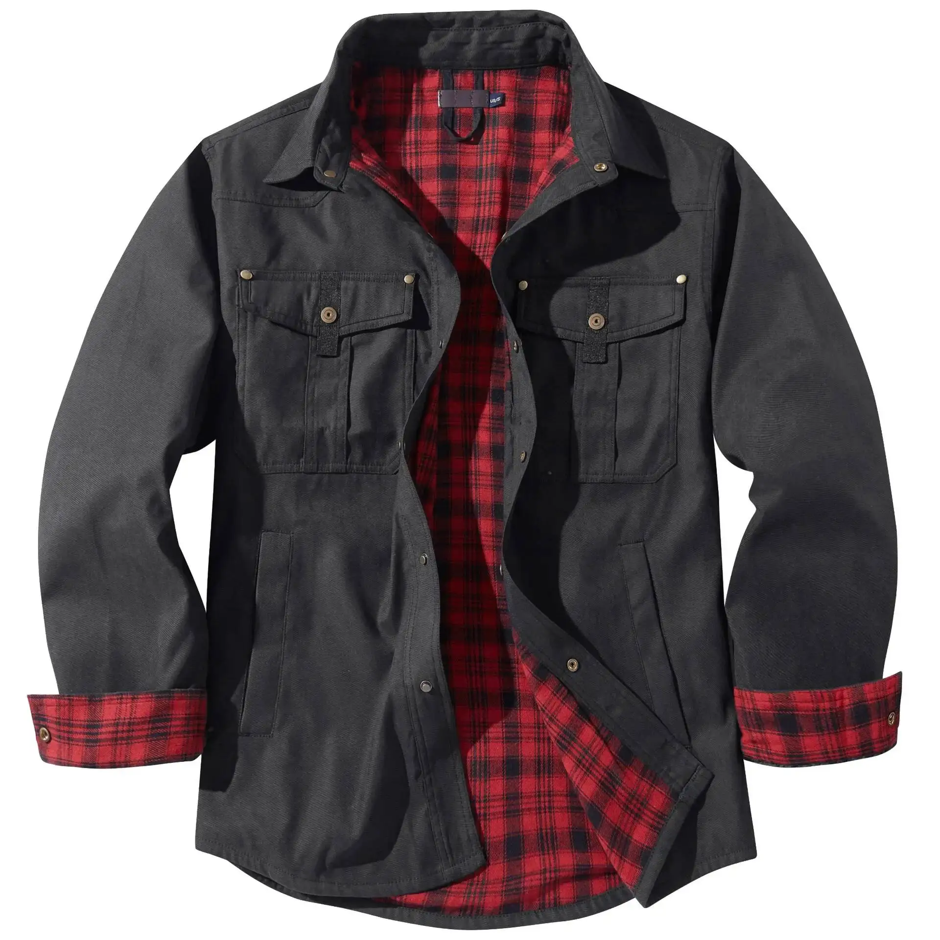 

Men's Lapel Plaid Flannel Casual Jacket Vintage Western Style Clothing Cloak Warm Comfortable Windbreaker