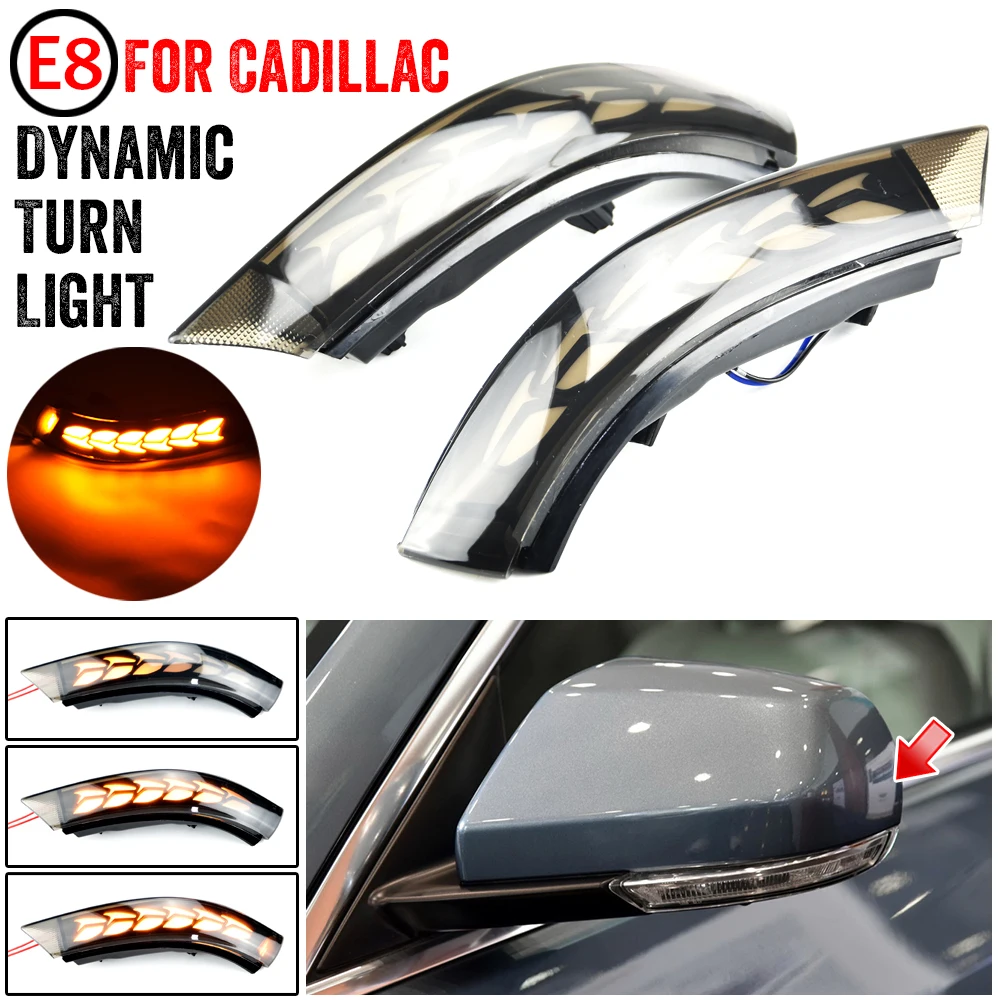 

2X For Cadillac ATS ATS-V 2013-2019 LED Dynamic Turn Signal Blinker Sequential Indicator Light For Cadillac CT4 CT4-V 2020-2022