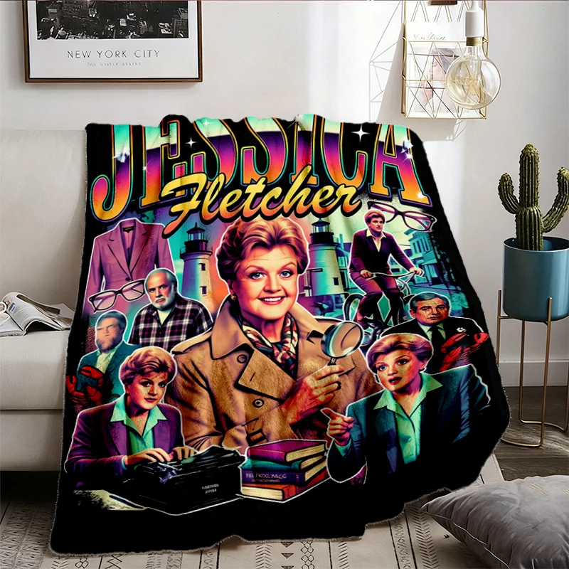 Jessica Fletcher Retro Flannel Blanket, Murder She Wrote, Cabot Cove Mystery Flannel Throw, Angela Lansbury Fan Art