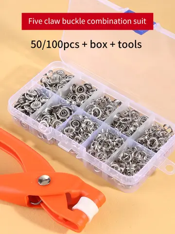 Snap Button Kit With Hand Pressure Pliers 50pcs 100pcs Snaps , Metal Snaps For Sewing, Sewing Snaps For DIY Crafts Clothes Hats