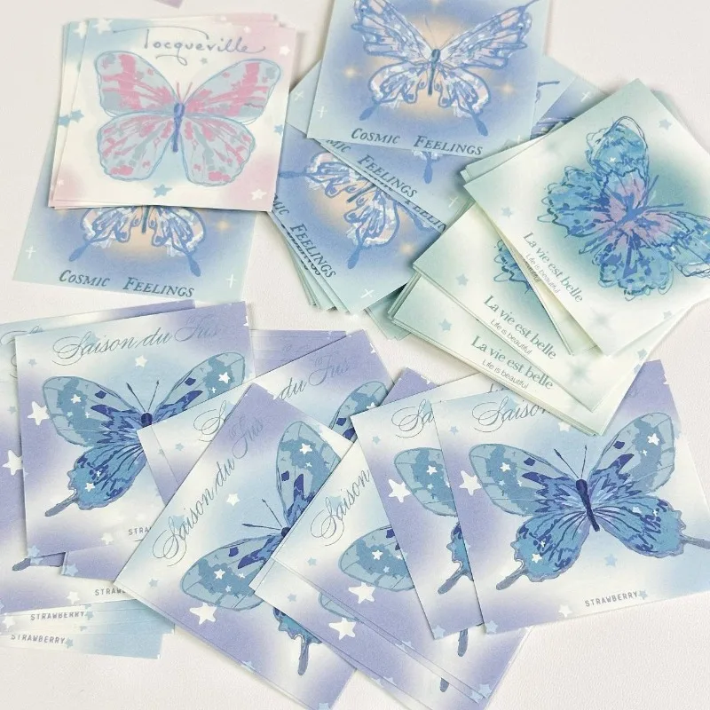 200 Sheet/box Korean Fashion Memo Pad Gradient Color Butterfly Decorative Scrapbook Paper Lovely Solid Color Non-sticky Paper