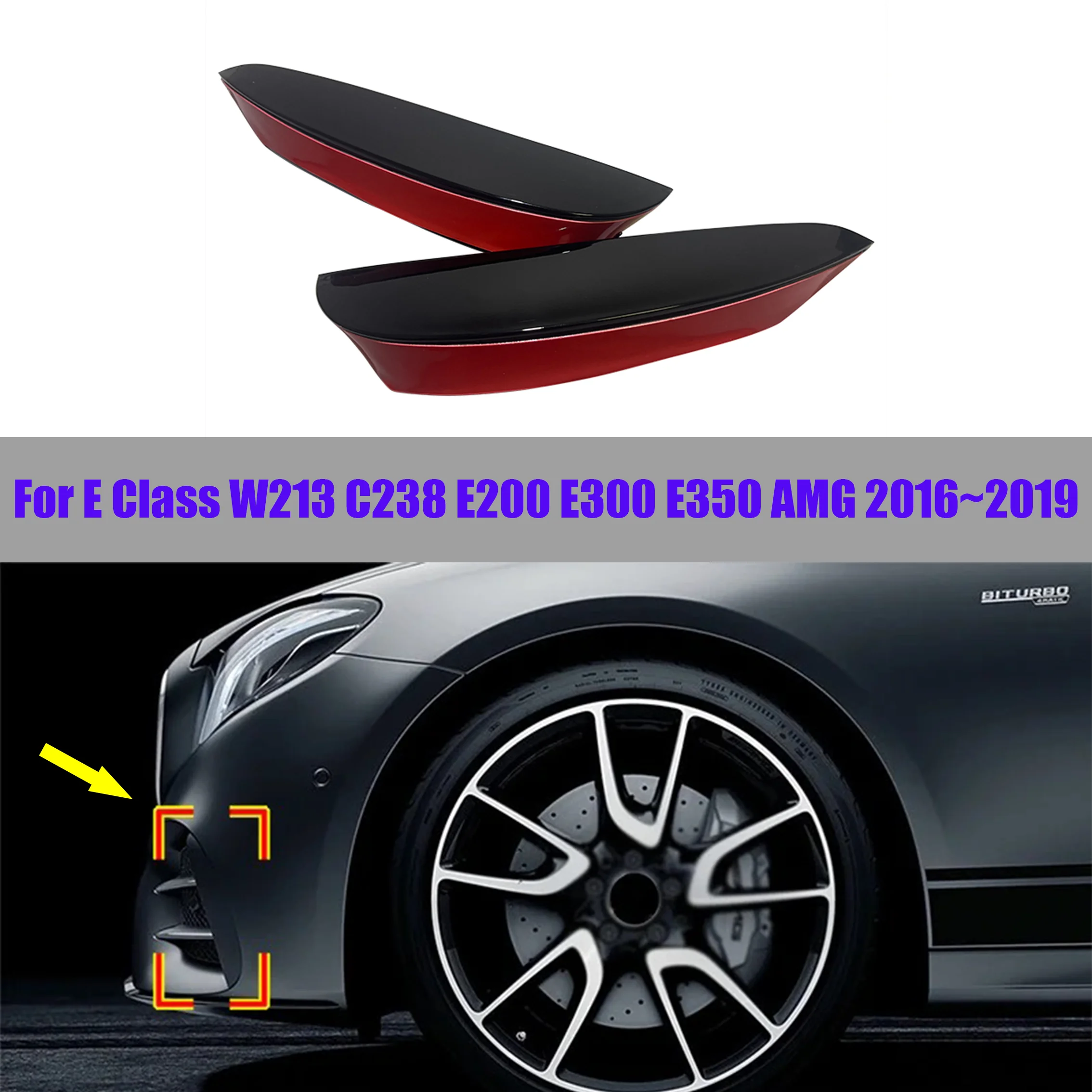 

For Mercedes Benz W213 AMG C238 E180 E200 E220 E250 E300 E43 E53 2016 2017 2018 2019 Front Bumper Side Canard Cover