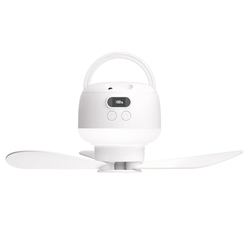 K3NB Portable Ceiling Mount Fan LED Night Light 12 Hour Timers Silents Operation For Home Tent