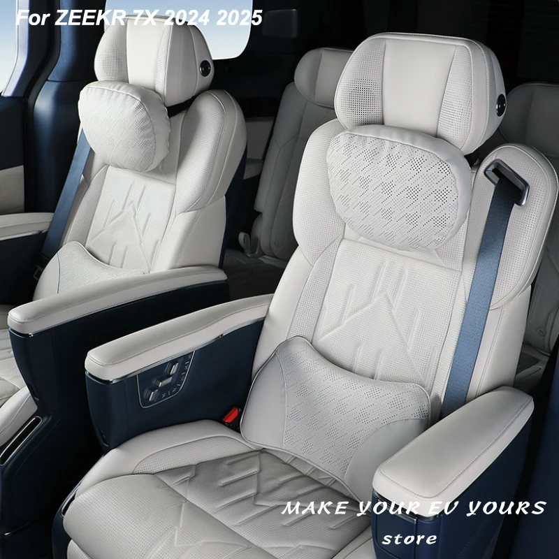 

For ZEEKR 7X 2024 2025 Car Nappa Leather Neck Pillow Headrest Waist Seat Support Interior Accessories