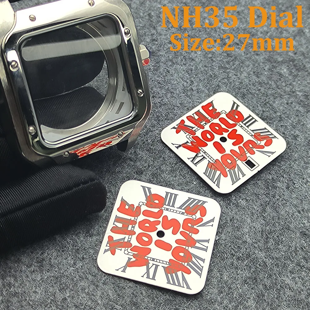 

The world is yours dial 27MM dial watch dial suitable for NH35 movement square dial men's watch accessories