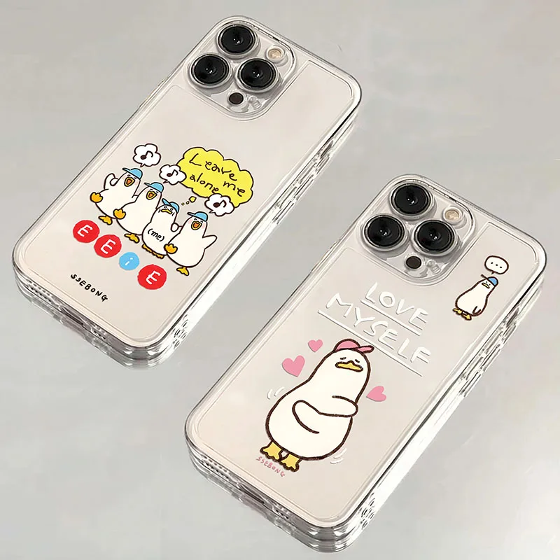 

Funny Duck Phone Case For iPhone 16 15 14 13 12 11 Pro XS MAX 7 XR 8 7 Plus Clear Cover Fundas