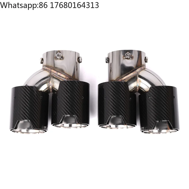 For Carbon Fiber + Silver INTAKE EXHAUST PIPE  for BMW 3 Series G20 G28 340i 2020+ Tail Throat  Exhaust Tips