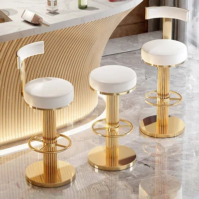 

Golden Bar Chair Height Adjustable Swivel Counter Bar Stool Modern Stainless Steel Kitchen Counter Chair Dining Chairs Set
