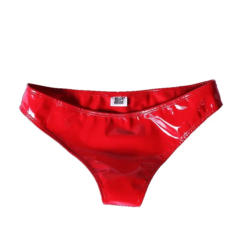 Women\'s Latex Ammonia Low Waist Small Panties Sexy Narrow Crotch Shiny Patent Leather Small Triangle Panties