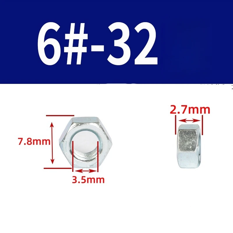 UNC 5#-40 6#-32 8#-32 10#-24 1/4 5/16 UK US Standard Coarse Fine Thread Hex Nut Hexagon Nut