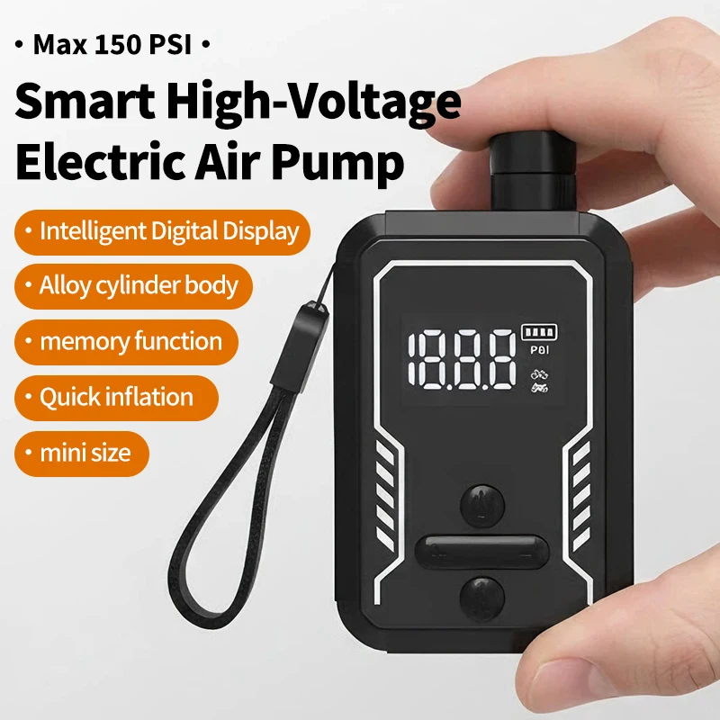 

LOERSTON Portable Electric Bike Pump 150PSI Rechargeable Wireless Inflator with Digital Gauge Dual Valve for Mountain Road Bikes