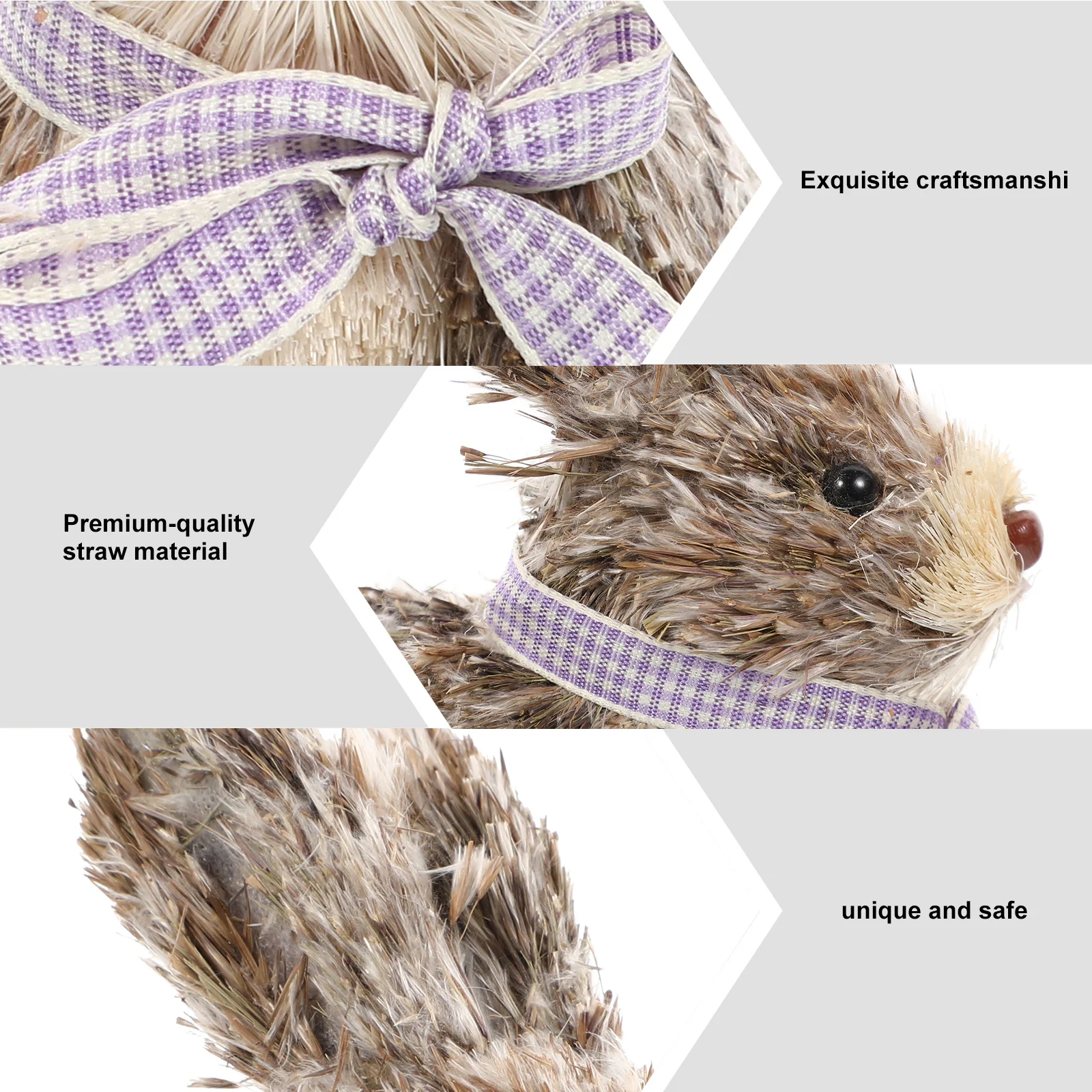 

1Pcs Handmade Straw Bunny Ornament Lightweight Compact Rabbit Craft for Housewarming Gift Interior Refreshing Decorative