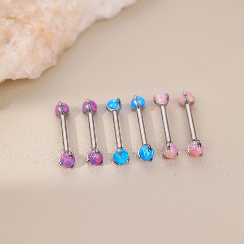 1/5PCS Titanium 14G Claw Opal Nipple Barbell Ring Internally Thread Nipple Shield Bar Mamilo Tongue Piercings Sexy Women Jewelry
