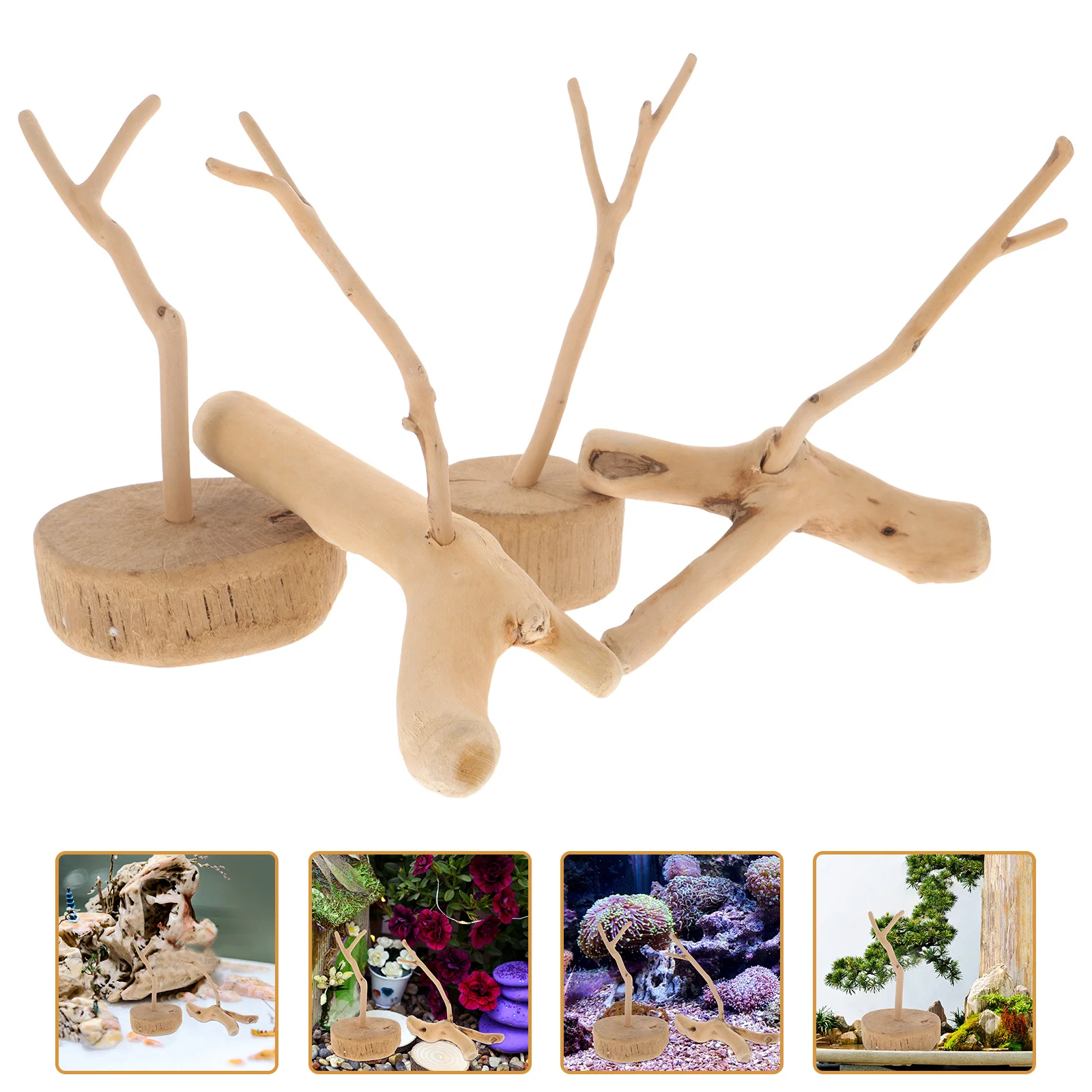 

4Pcs Natural Driftwood Aquarium Decor Pine Wood Driftwood Crafts Stable Fish Tank Ornament Reptile Climbing Underwater Landscape