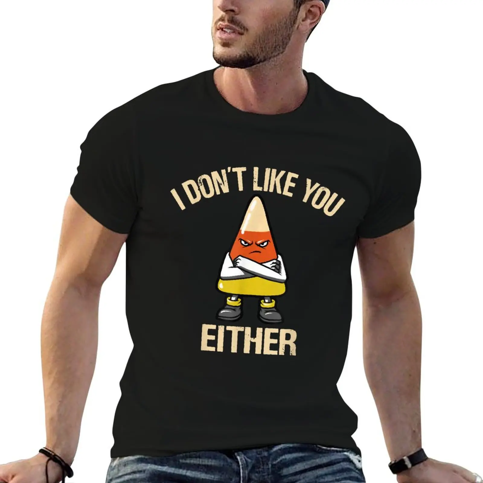 

I Don't Like You Either Funny Halloween Candy Corn T-Shirt oversizeds Short sleeve tee essential t shirt men clothes