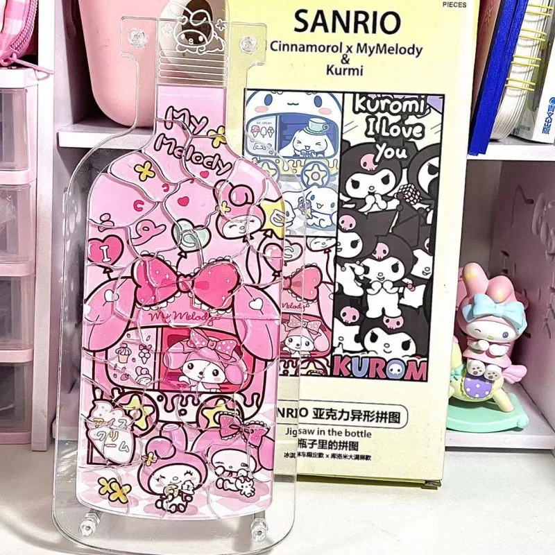 Sanrio Cinnamoroll Childs Diy Jigsaw Bottles Cartoon My Melody Kuromi Pochacco Acrylic Kids Educational Handmade Assemble Toys