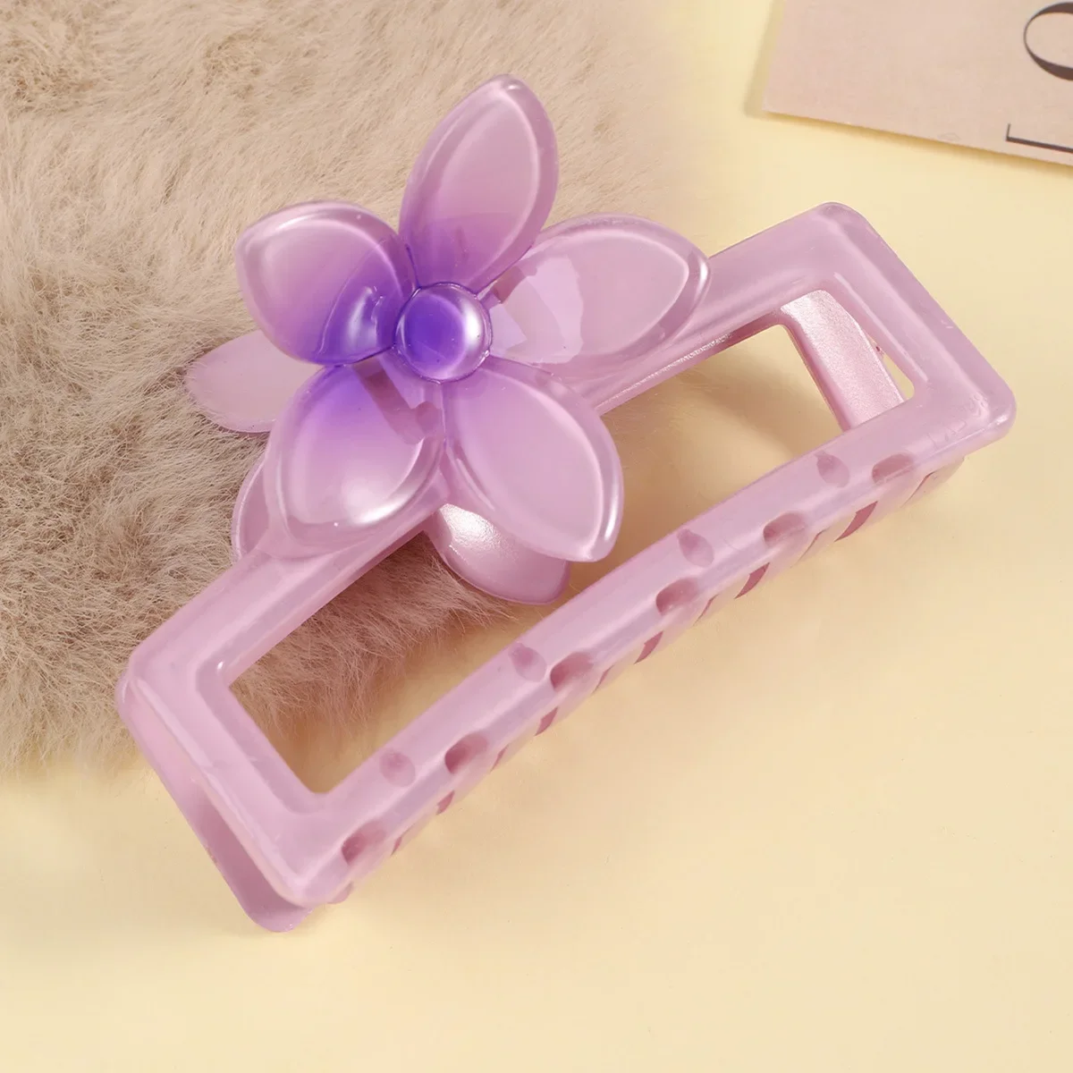 Summer New Square Egg Flower Hair Claw - Gradient Dopamine Sweet Hair Accessory for Back-of-Head Updo Shark Clip