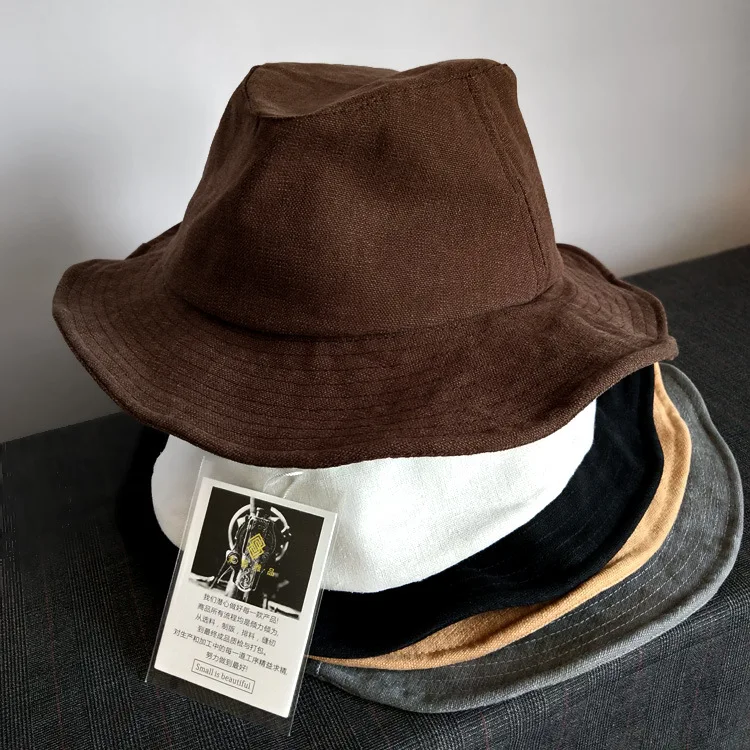 Large Size Black Fisherman Hat, Yamamoto Style Thin Wide Brim, Breathable Sun Protection Bucket Hat, Japanese Casual
