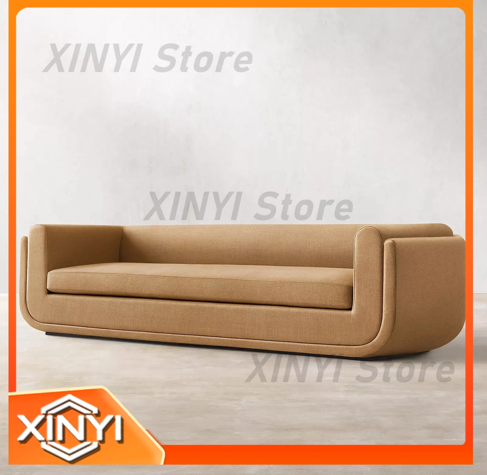 Upholstery Sofa for U-Shaped Frame Living Room Restaurant Furniture Continuously Fabric Curves Long Leather Couch Sofa for