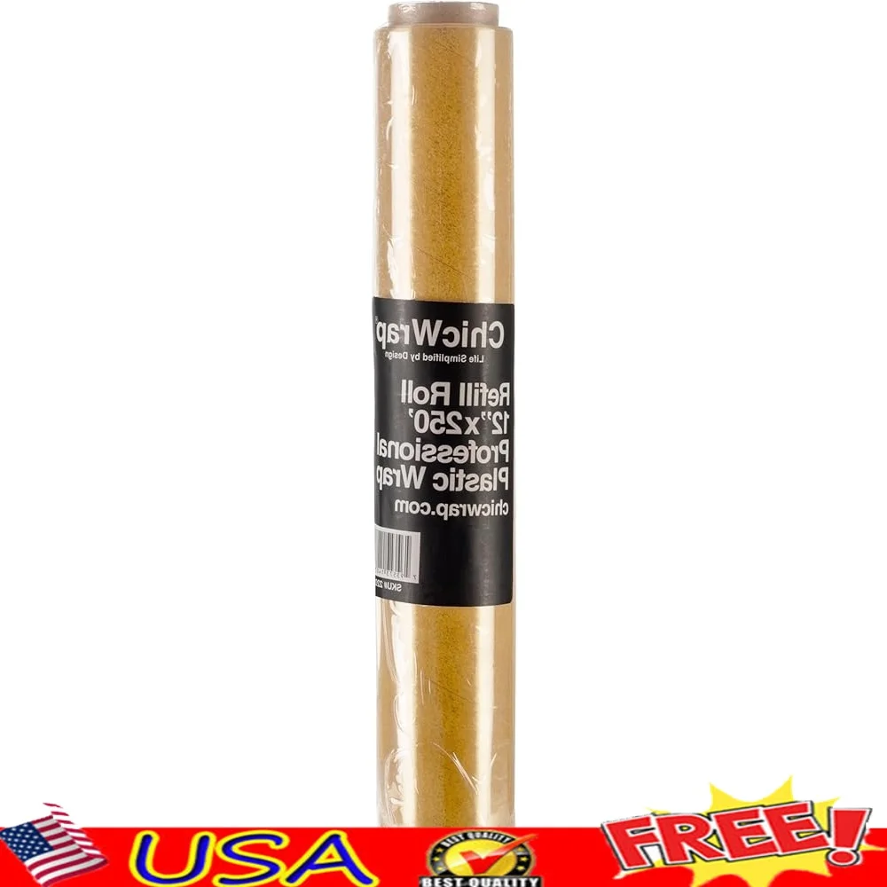 

Professional Grade Plastic Wrap Refill 12" x 250' Microwave Safe Airtight Seal Disposable BPA Free Food Storage Wrap