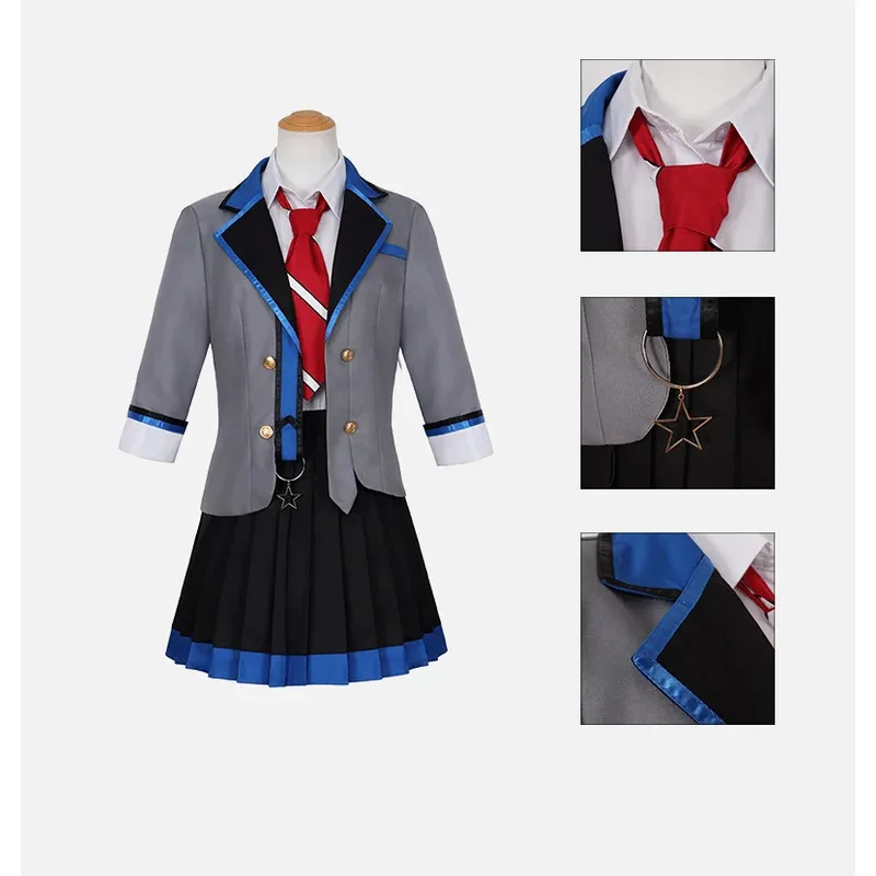 

UUI1Leo Need School Uniform Cosplay Costume Project Sekai Tenma Saki Hinomori Shiho Pleated Skirt Halloween Party For WomenM[[62