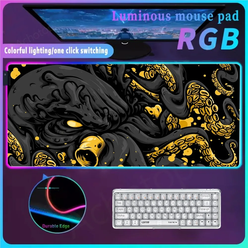 

Japanese Koi RGB Mouse Pad Mousepad Gaming Accessories Mouse Mat Glow Personality Mats Led Table Carpet Light Desk Mat Backlit